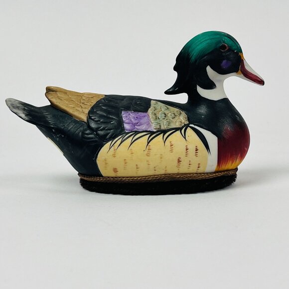 Set of 3 Ceramic Duck Figurines Hand Painted Mallard & Teal Wildlife Shelf Decor - Picture 7 of 10